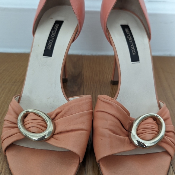 Sergio Rossi open toe peach leather pumps 37 EU/US 7 - Picture 3 of 5